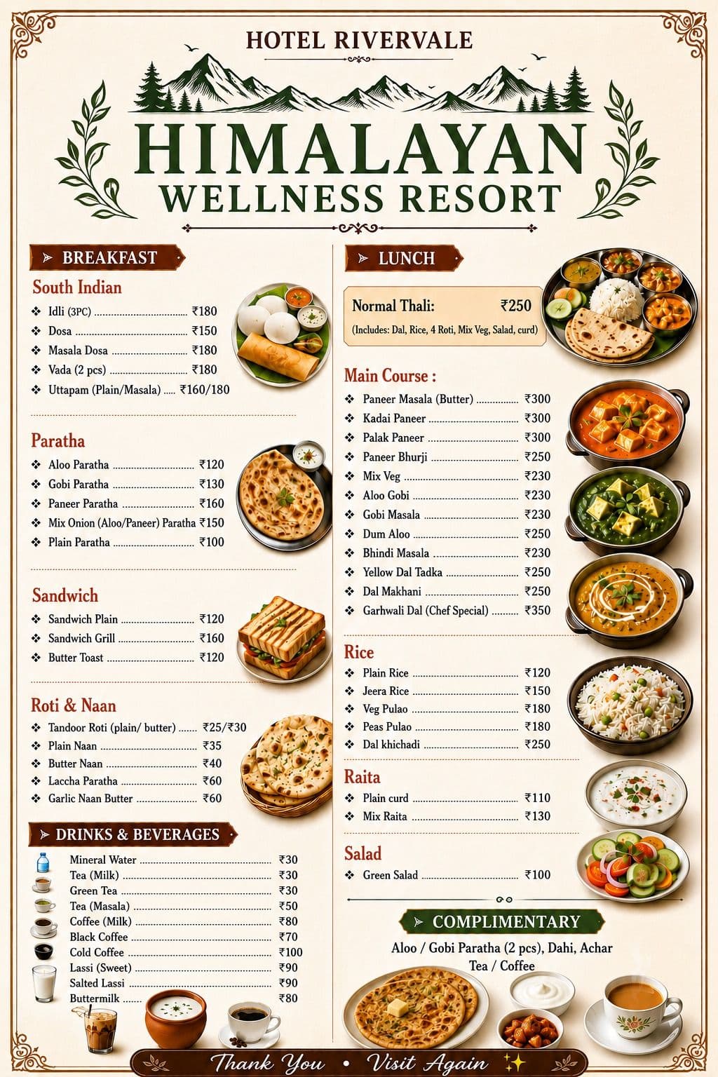 Hotel River Vale - Signature Culinary Menu